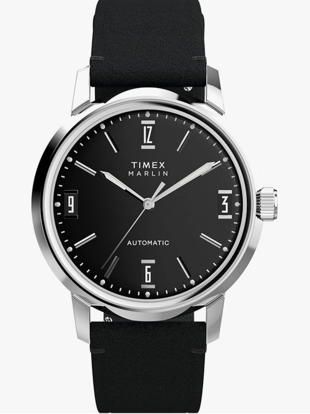 Timex Marlin Automatic Black Dial Silver Case Watch